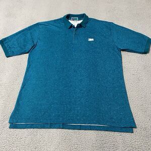 Vintage 3M Company Polo Shirt Pembroke Mens XL Teal Green Blue Paisley USA Made
